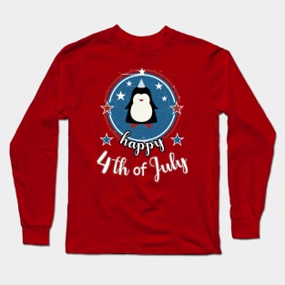 Happy 4th of July Cute Penguin Long Sleeve T-Shirt